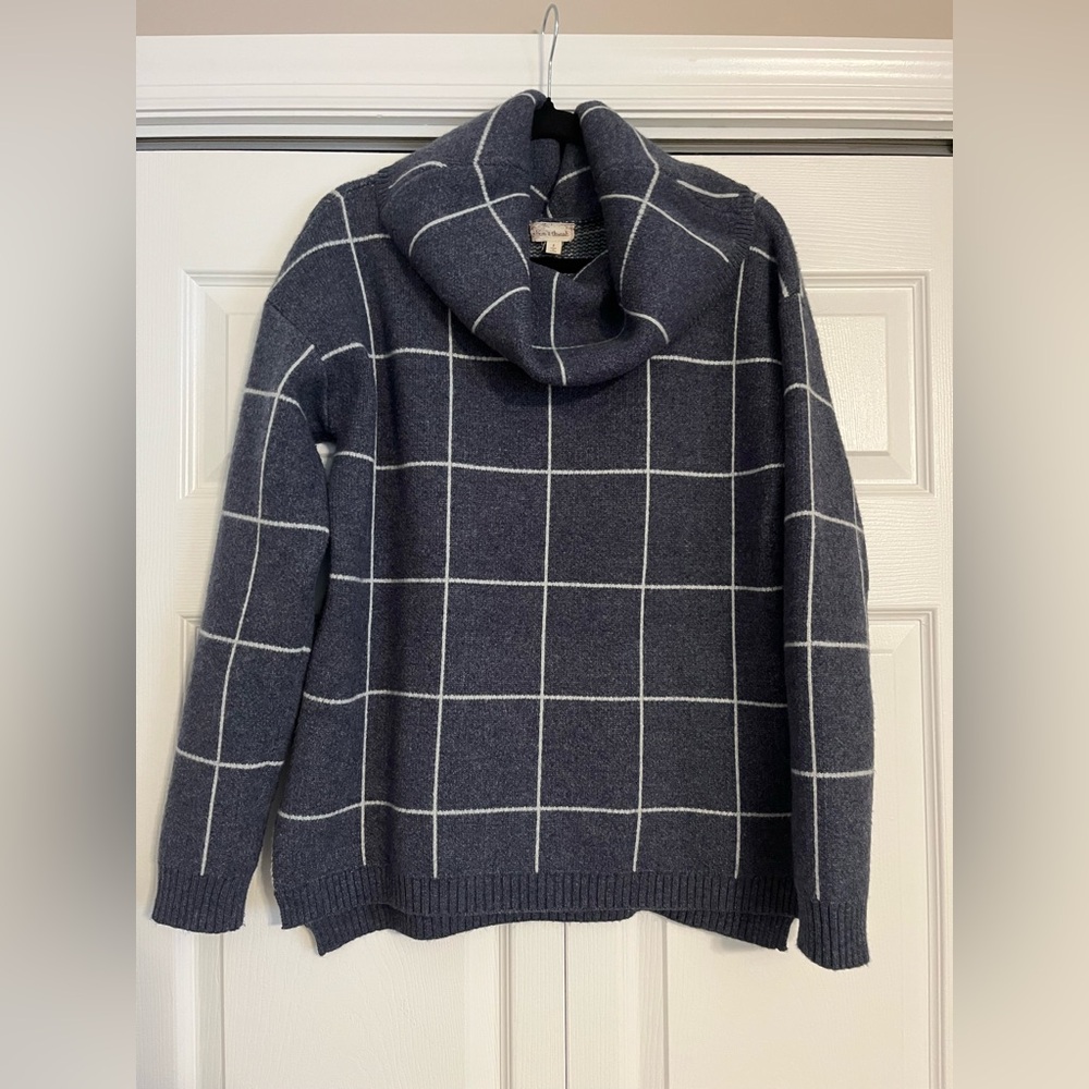 Hem & Thread Cowl Neck Windowpane Sweater